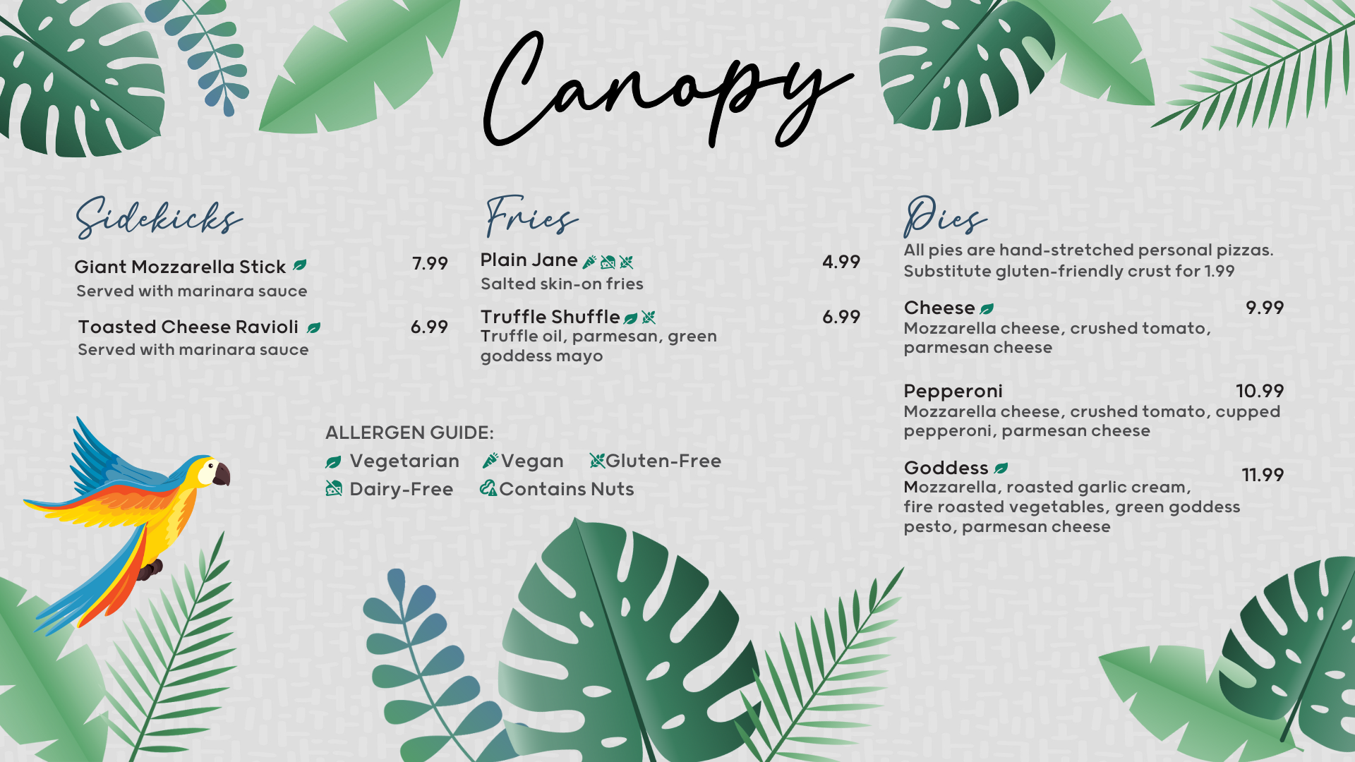 Canopy Menu 1