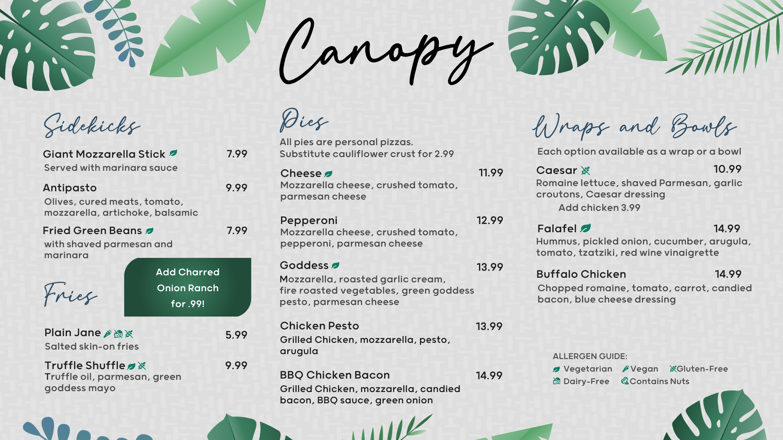 Canopy Menu 1