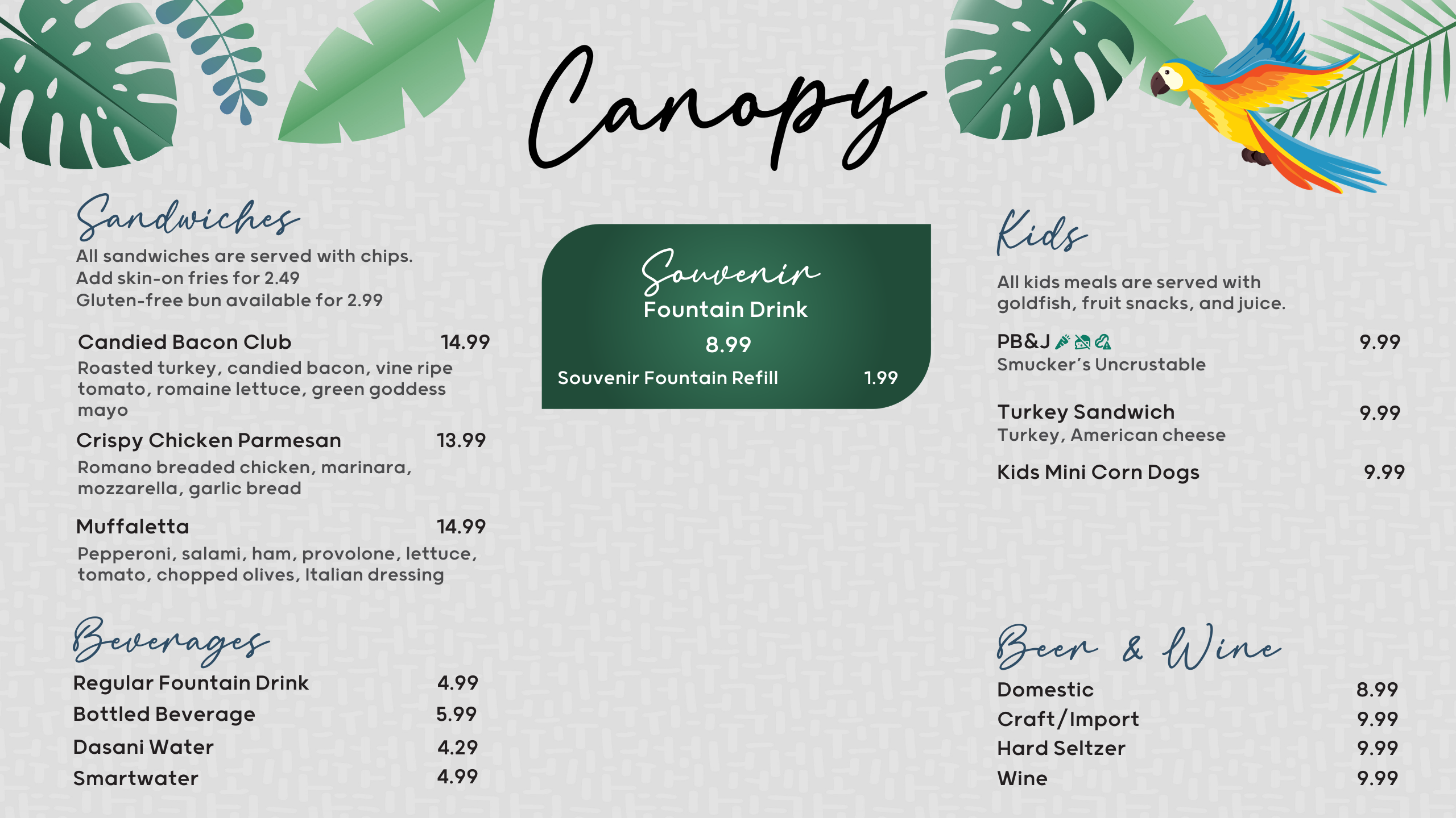 Canopy Menu 2