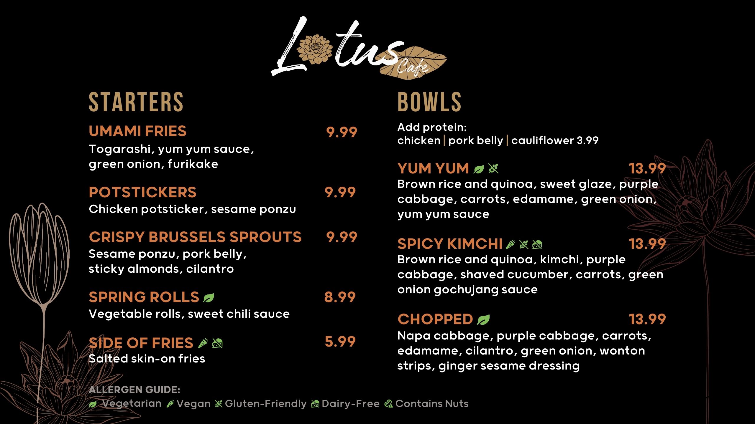 Lotus Cafe Menu 1